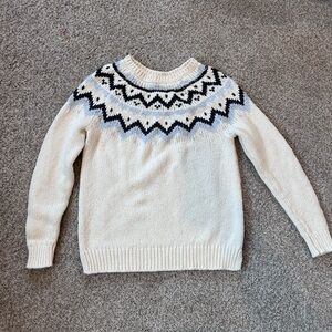 LOFT Camel, Wool, Mohair and Cotton Blend Fair Isle Sweater. Soft. Classic. EUC